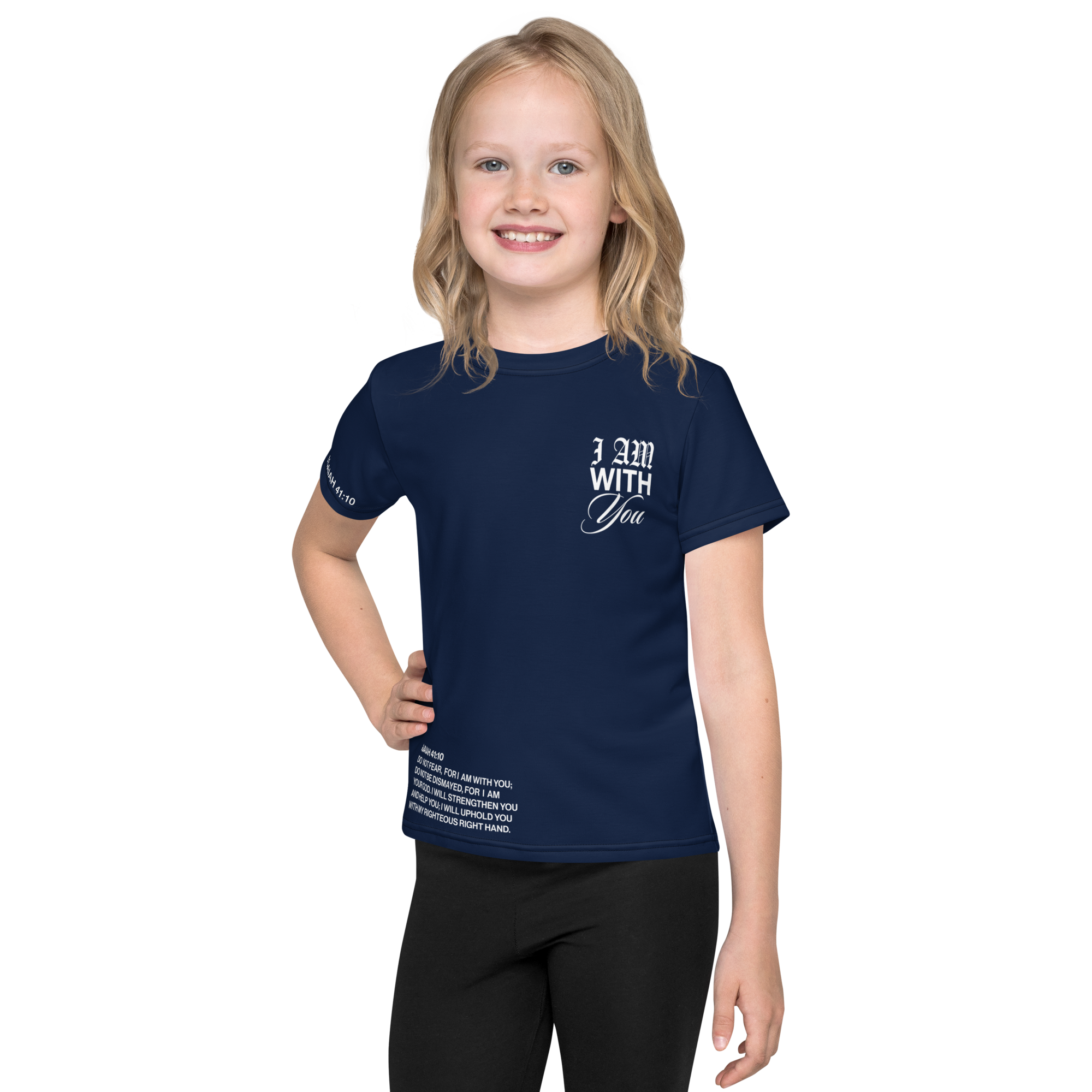 "Do Not Fear, I Am With You" ISAIAH 41:10 Kids Navy Blue Comfort T-Shirt