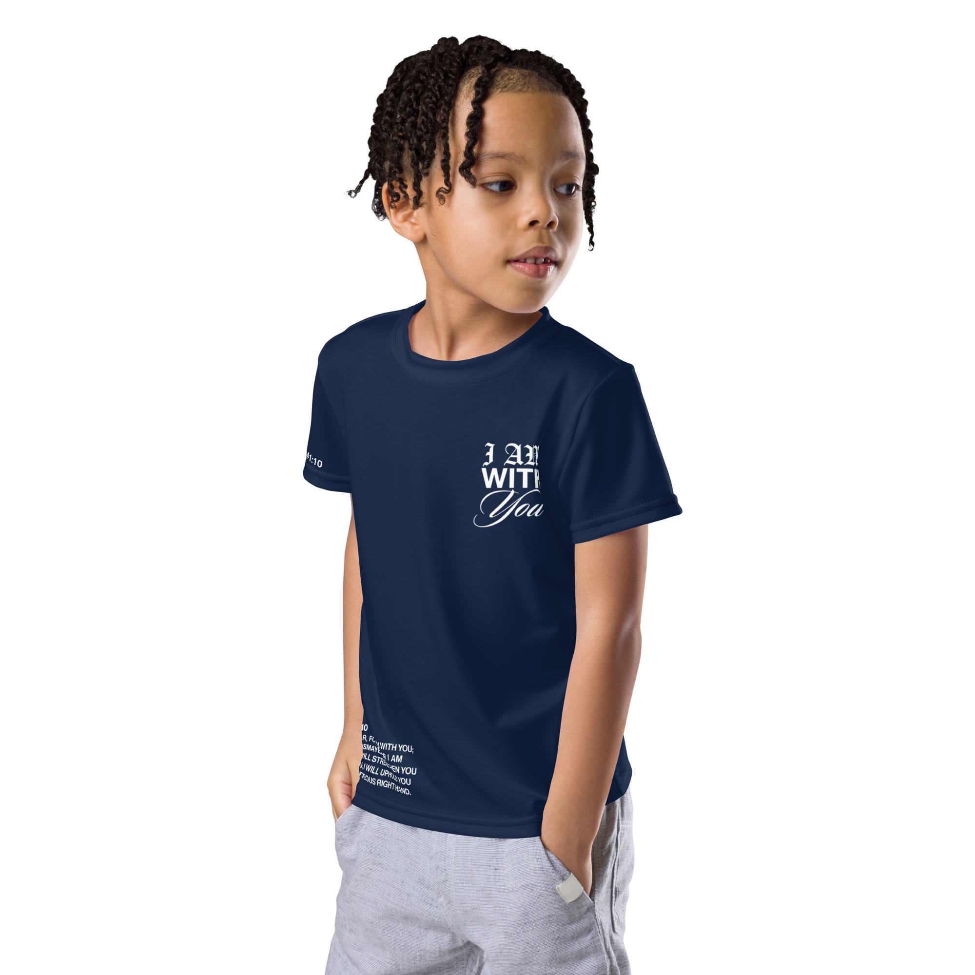 "Do Not Fear, I Am With You" ISAIAH 41:10 Kids Navy Blue Comfort T-Shirt