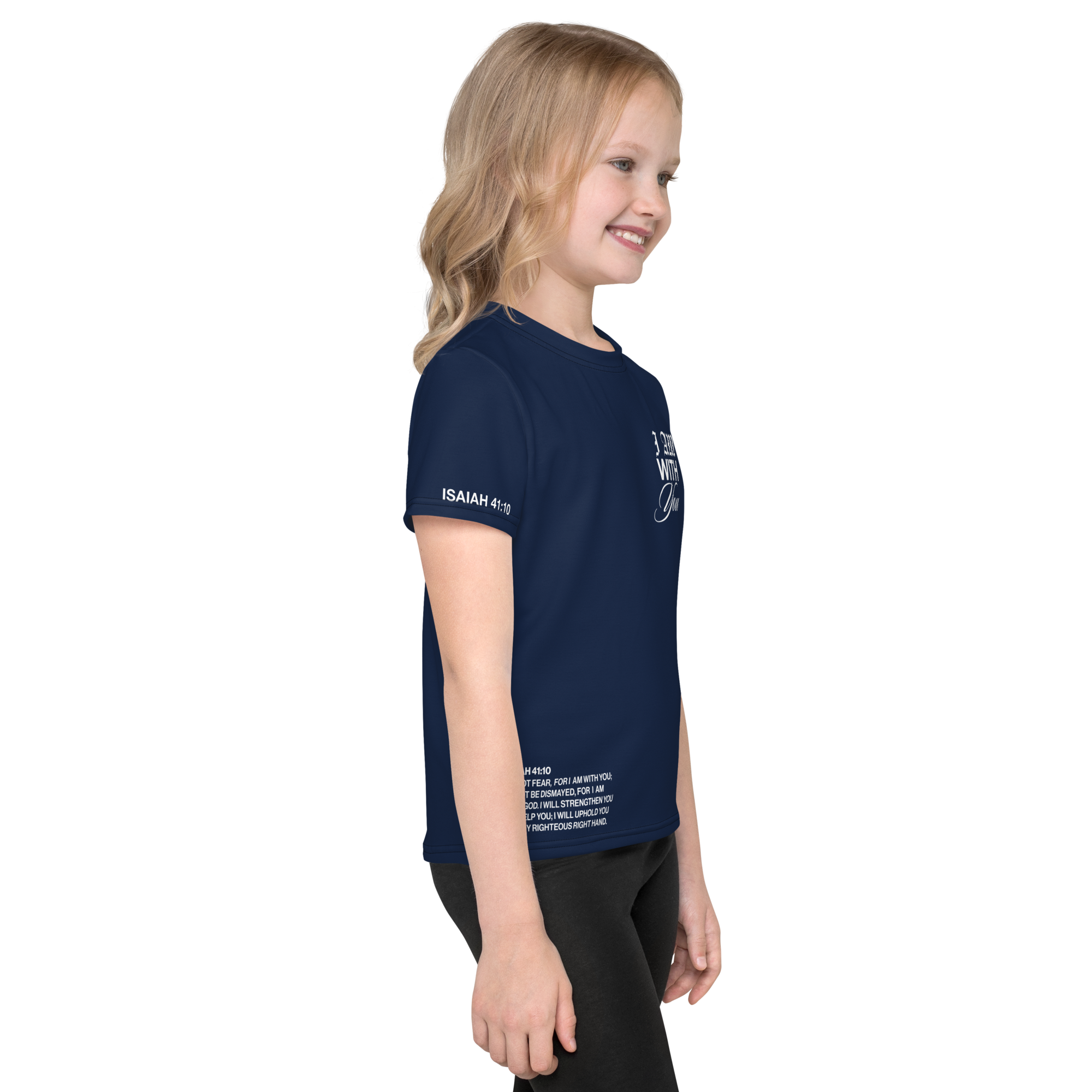 "Do Not Fear, I Am With You" ISAIAH 41:10 Kids Navy Blue Comfort T-Shirt