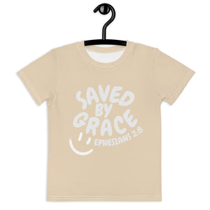 "Saved By Grace" Kids Unisex "Tan" Comfort T-Shirt