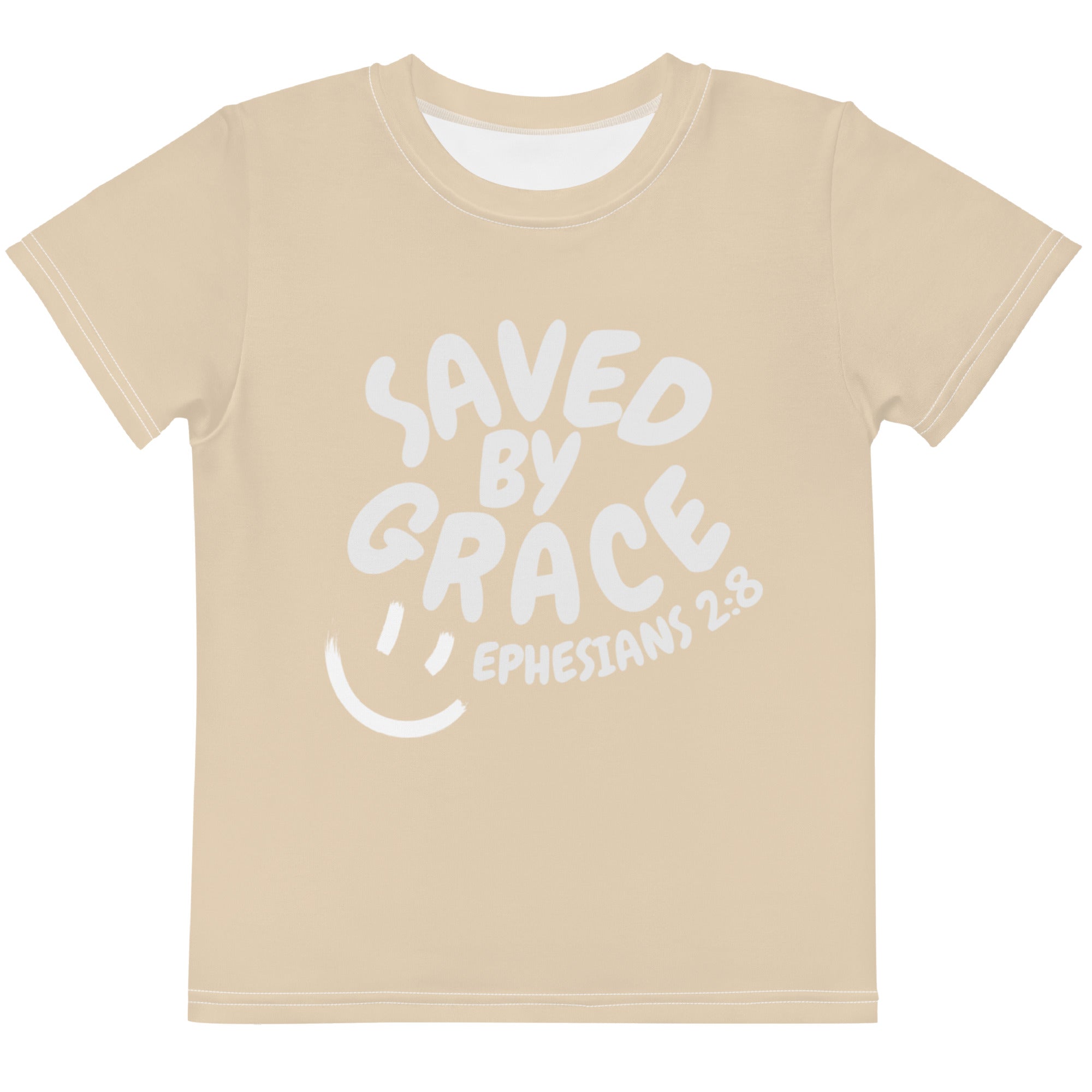 "Saved By Grace" Kids Unisex "Tan" Comfort T-Shirt