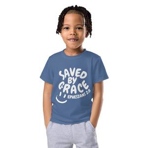 "Saved By Grace" Kids Unisex "Blue Berry" Comfort T-Shirt