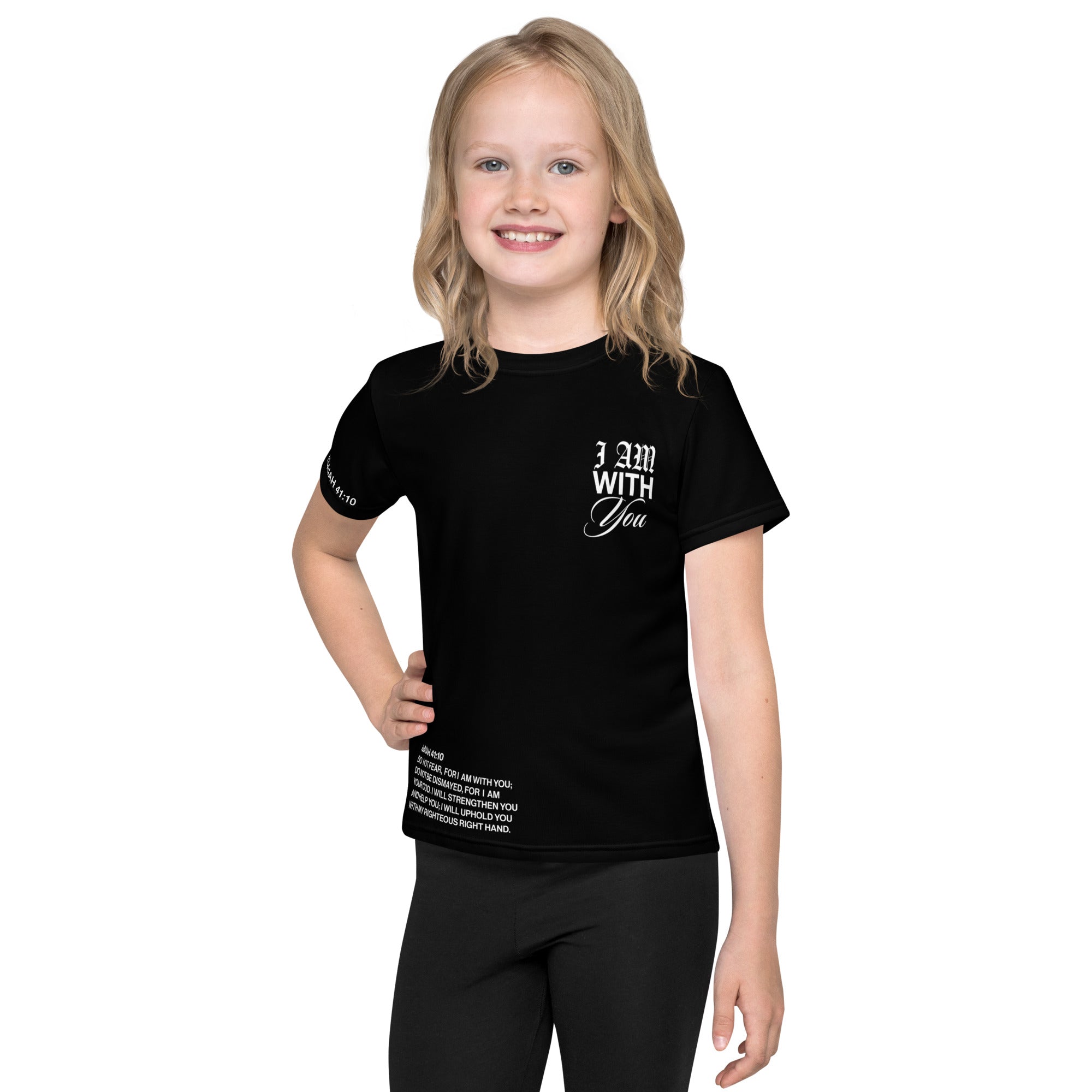 "Do Not Fear, I Am With You" ISAIAH 41:10 Kids Unisex Black Comfort T-Shirt