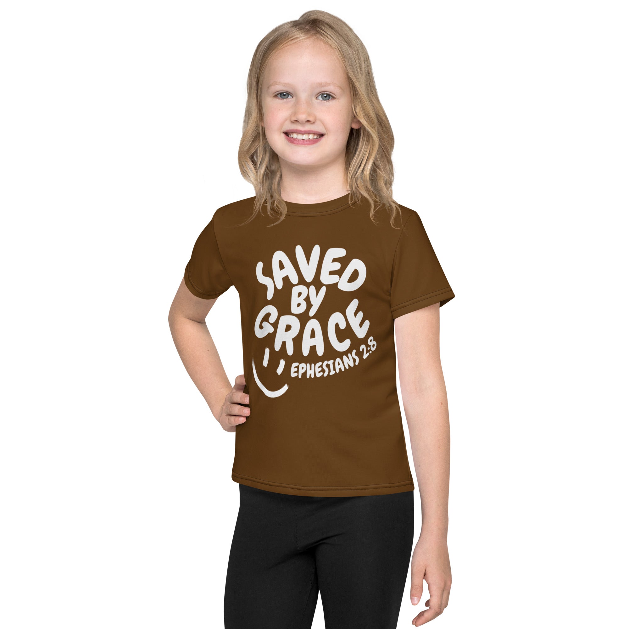 "Saved By Grace" "Chocolate" Kids Comfort Tee