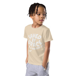 "Saved By Grace" Kids Unisex "Tan" Comfort T-Shirt