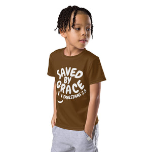 "Saved By Grace" "Chocolate" Kids Comfort Tee