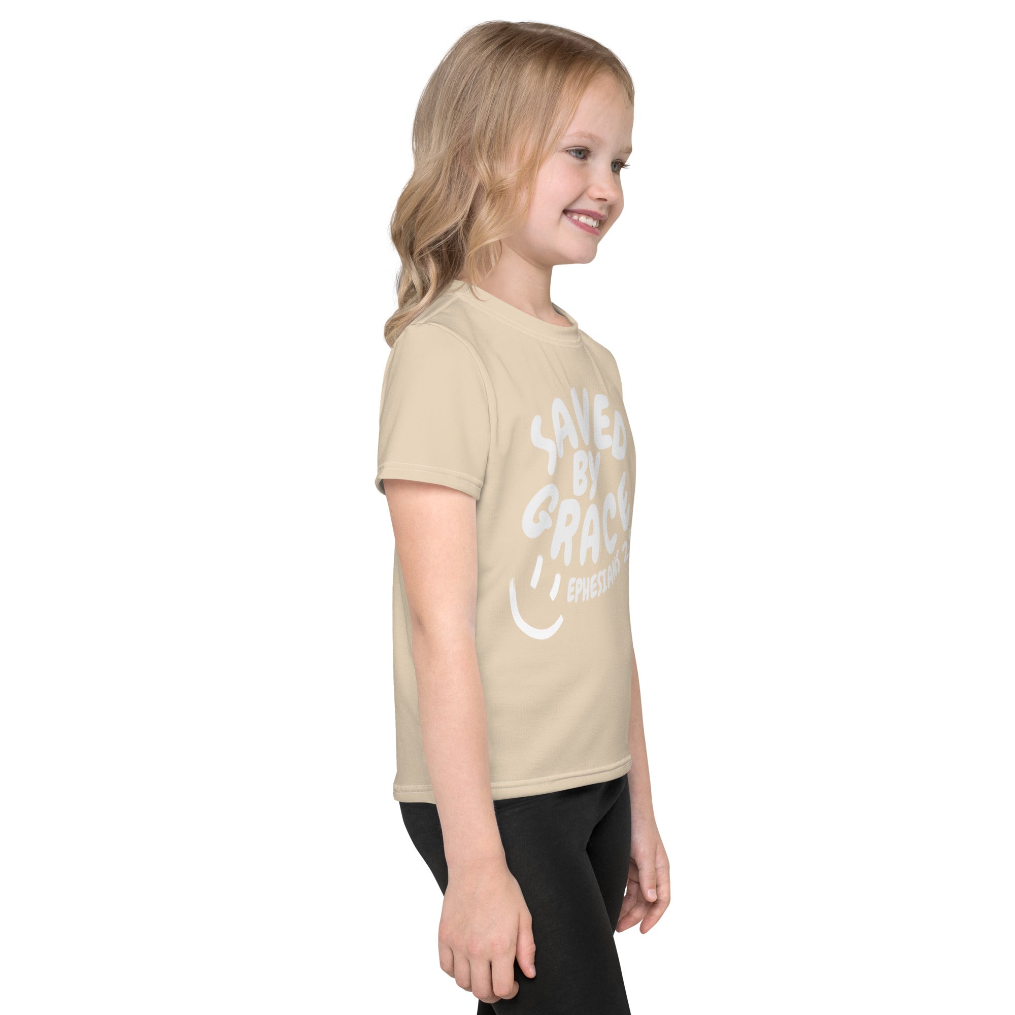 "Saved By Grace" Kids Unisex "Tan" Comfort T-Shirt