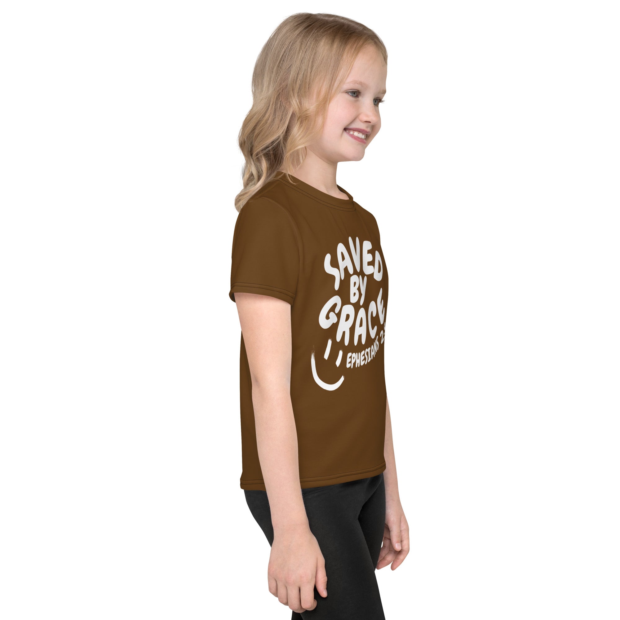 "Saved By Grace" "Chocolate" Kids Comfort Tee