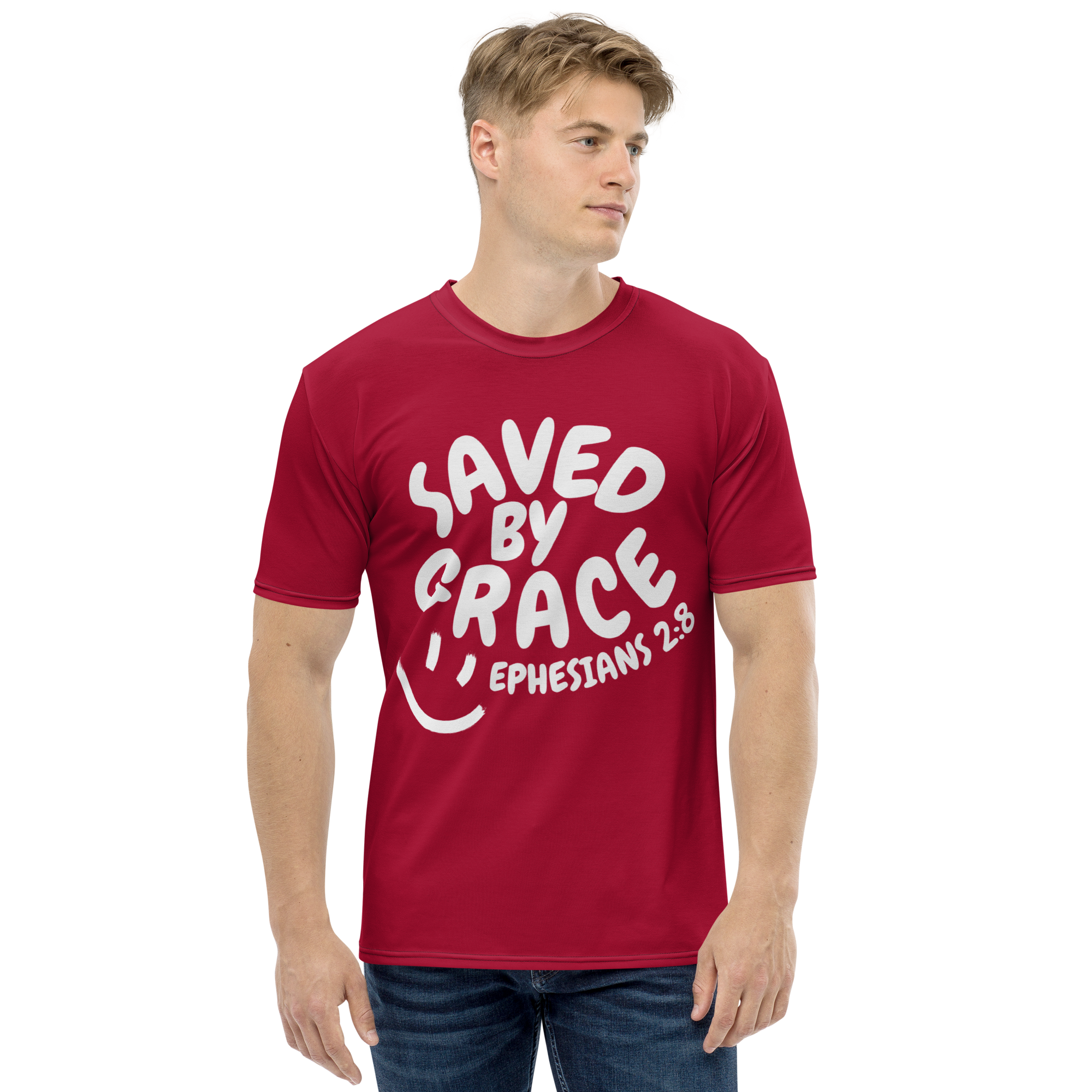 "Saved By Grace" Unisex "Apple Red" Comfort T-Shirt