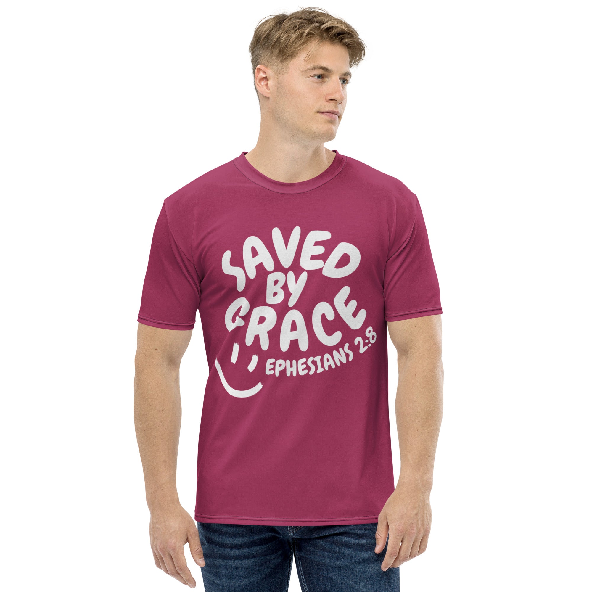 "Saved By Grace" Unisex Raspberry Comfort T-Shirt