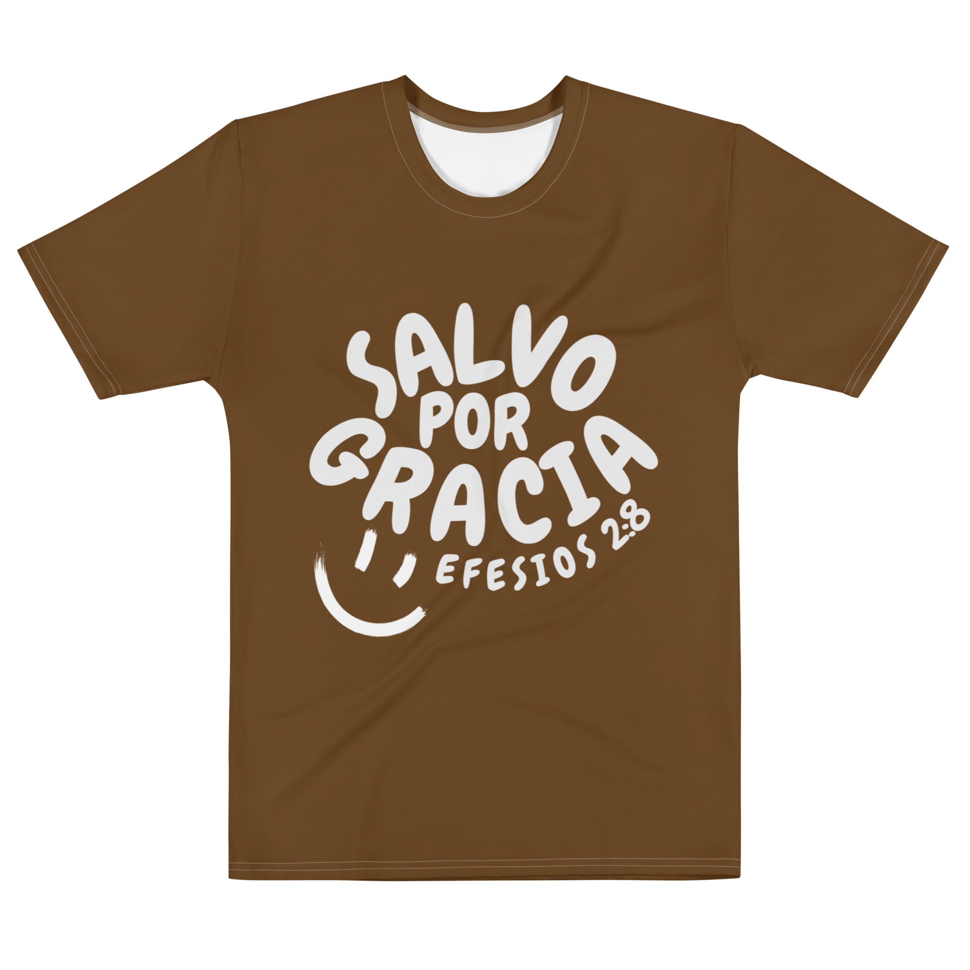 "Salvo Por Su Gracia" Efs 2:8 Camiseta Comoda Unisex Color "Chocolate"