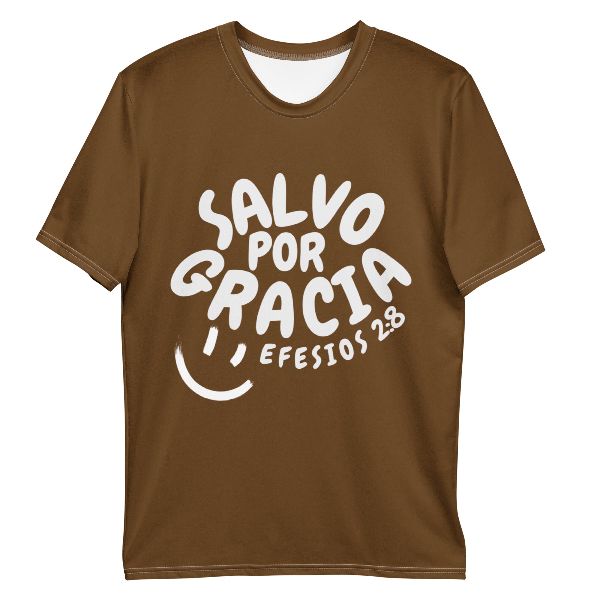 "Salvo Por Su Gracia" Efs 2:8 Camiseta Comoda Unisex Color "Chocolate"