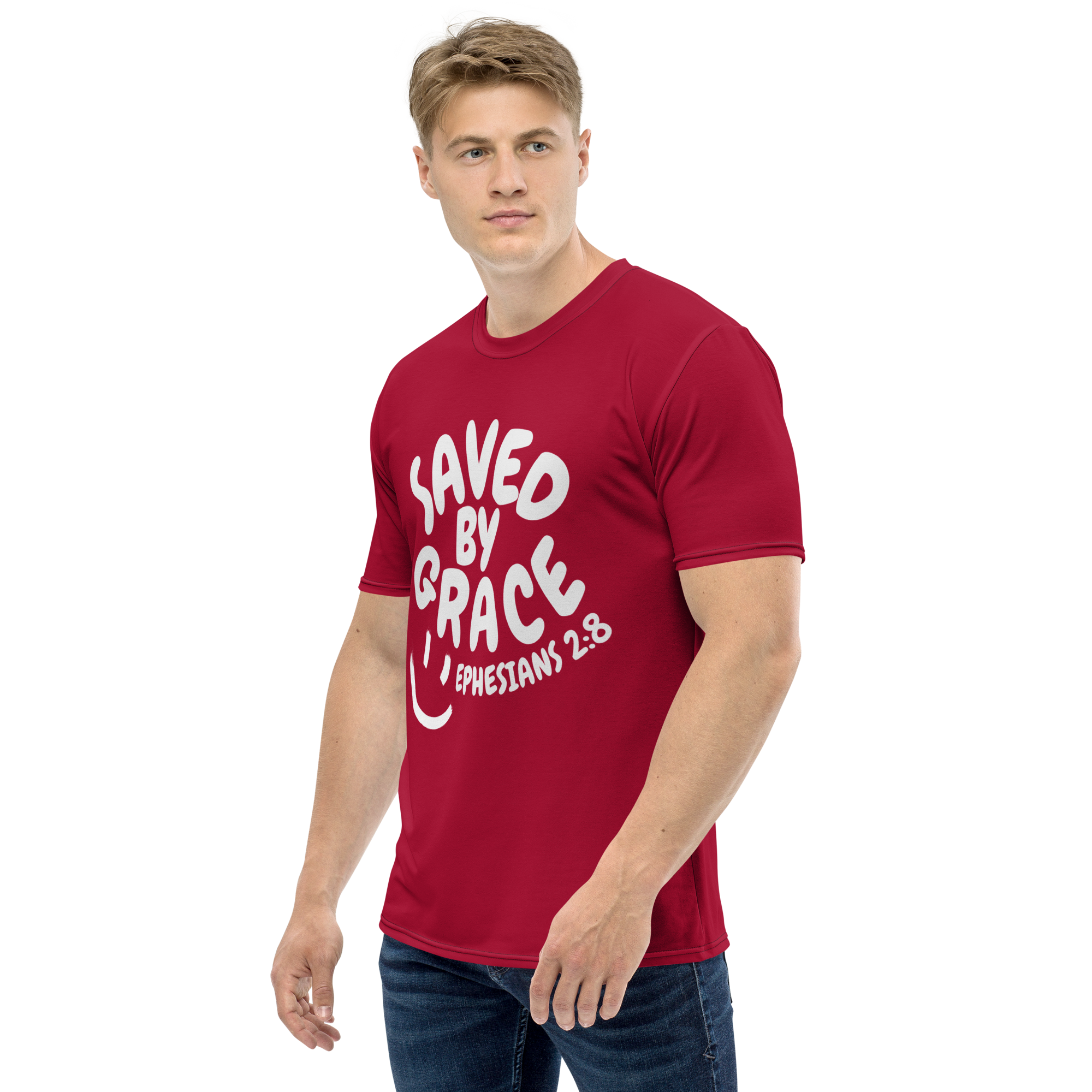 "Saved By Grace" Unisex "Apple Red" Comfort T-Shirt