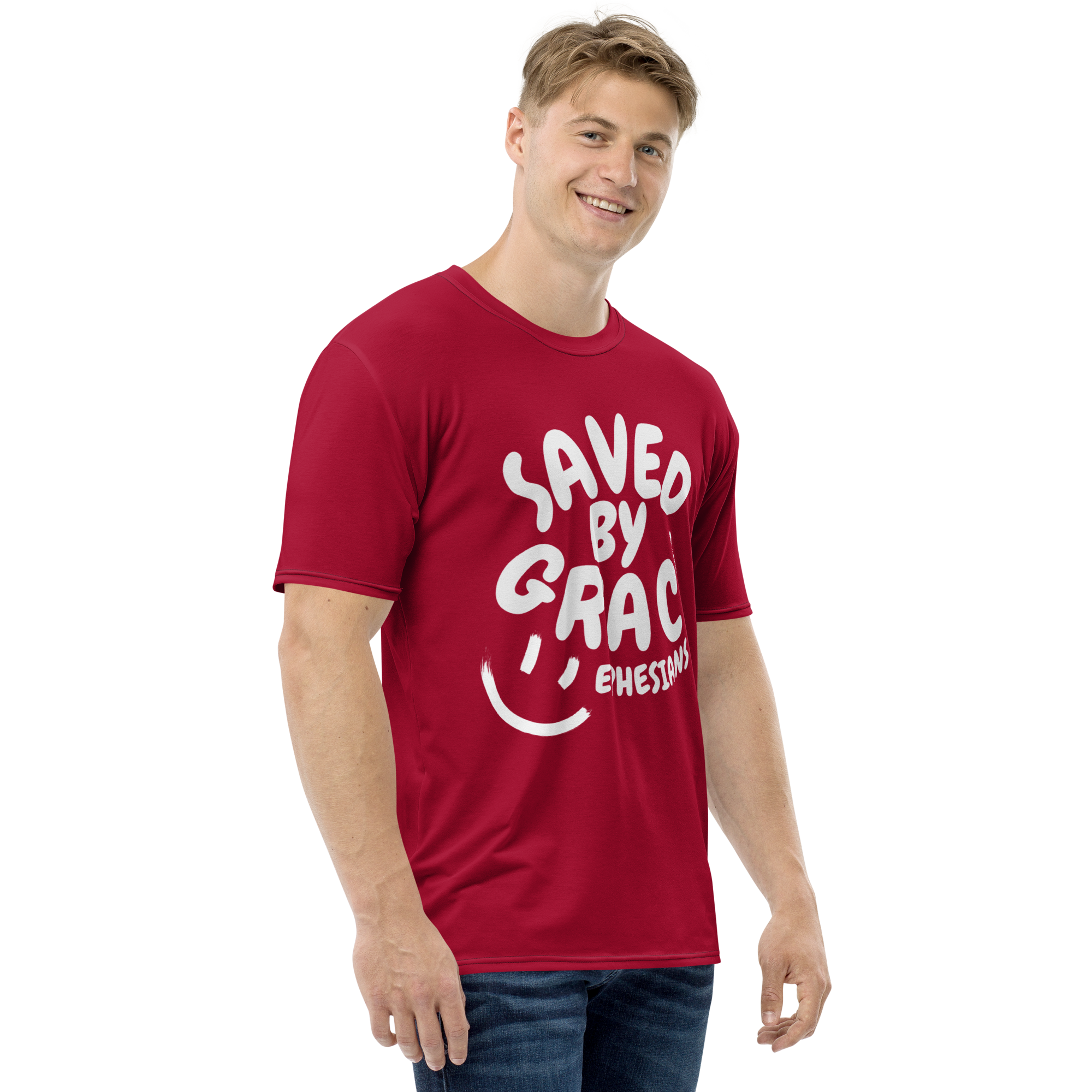 "Saved By Grace" Unisex "Apple Red" Comfort T-Shirt