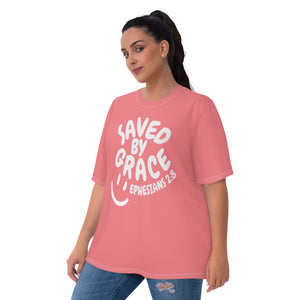 "Saved By Grace" Women's "Watermelon Pink" Comfort T-Shirt