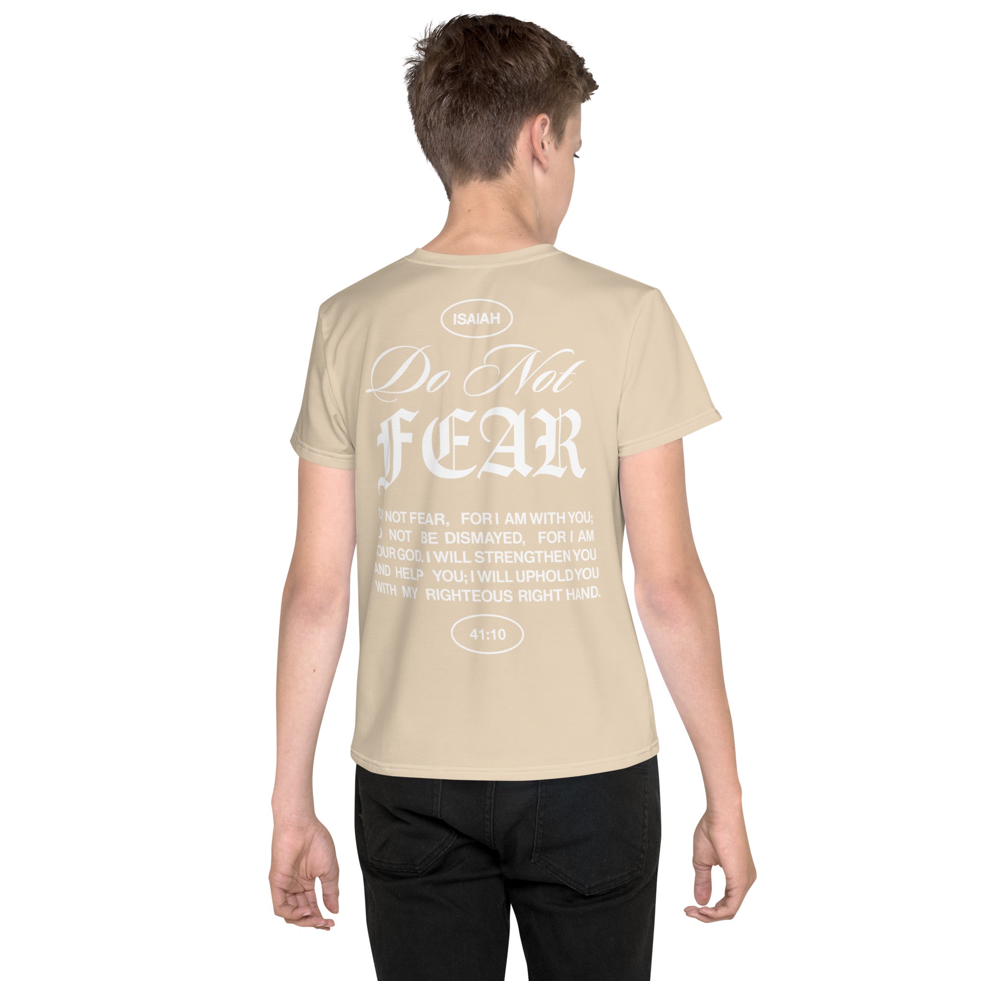 "Do Not Fear, I Am With You" ISAIAH 41:10 Unisex  Youth "Tan"Comfort T-Shirt