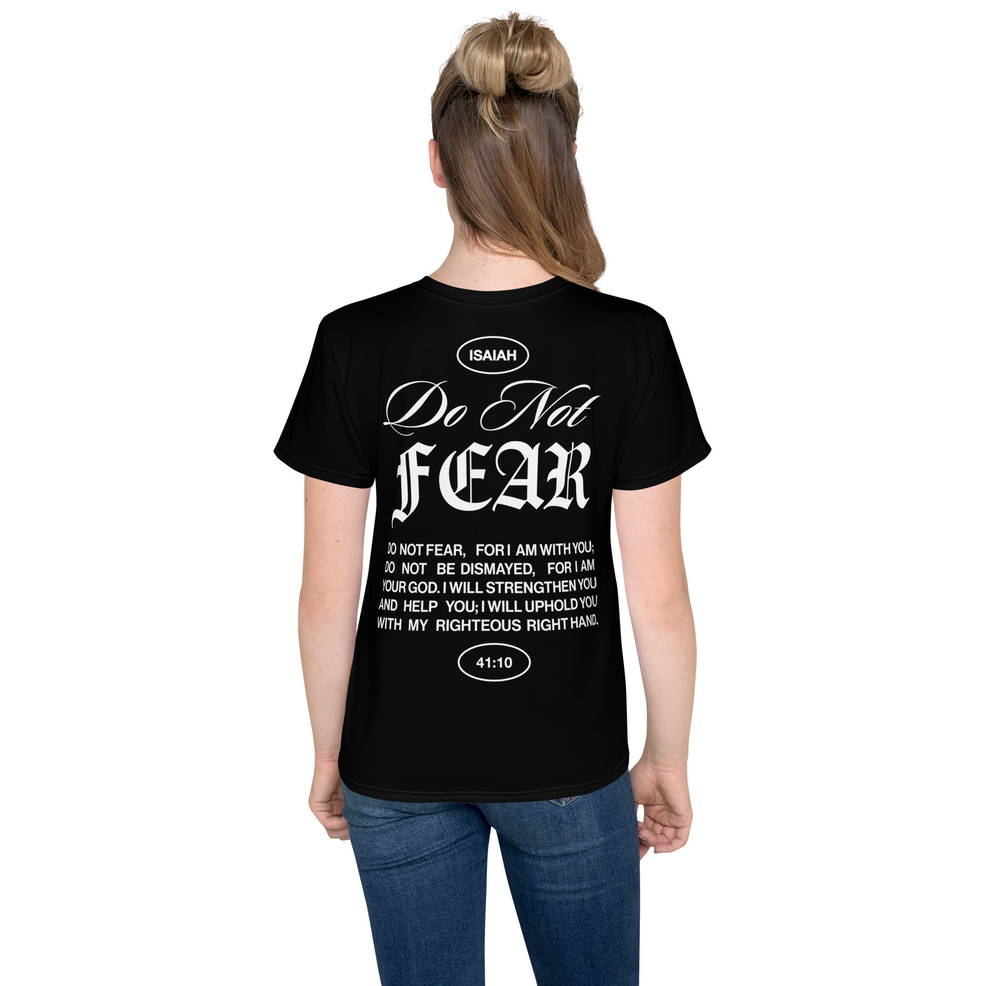 "Do Not Fear, I Am With You" ISAIAH 41:10 Unisex  Youth Black Comfort T-Shirt