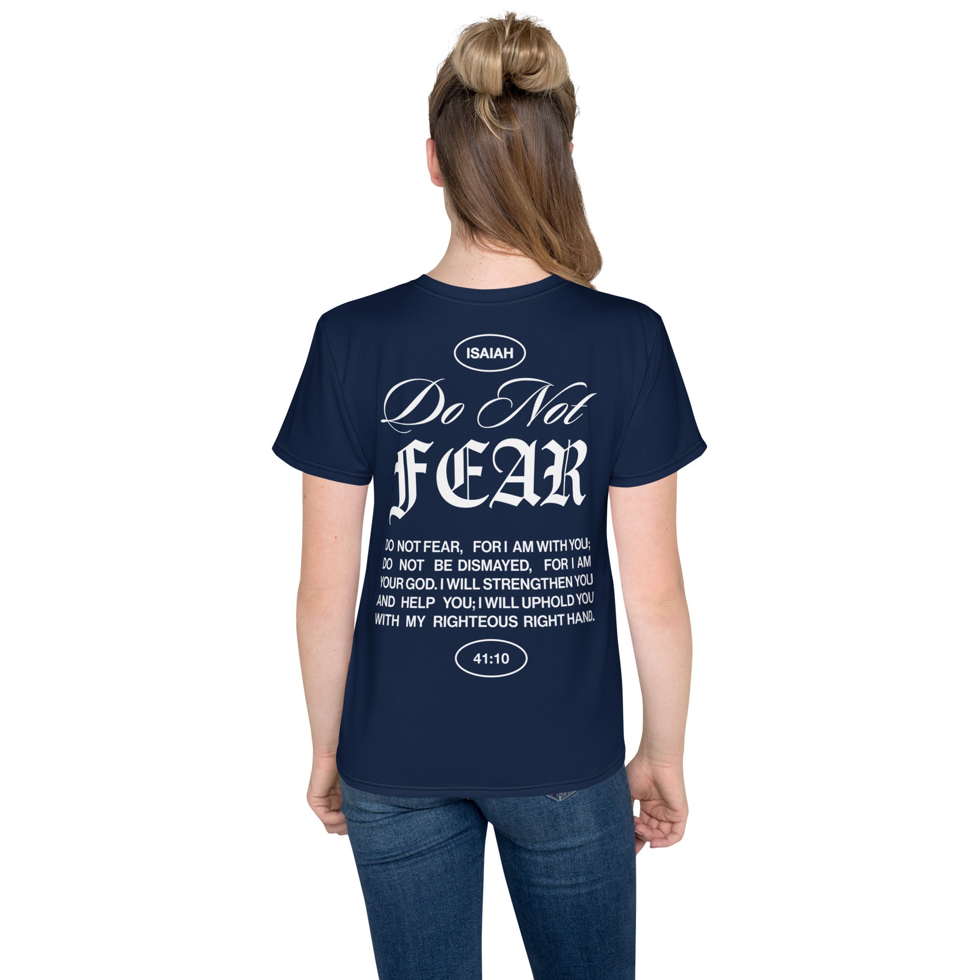 "Do Not Fear, I Am With You" ISAIAH 41:10 Unisex Youth Navy Blue Comfort T-Shirt