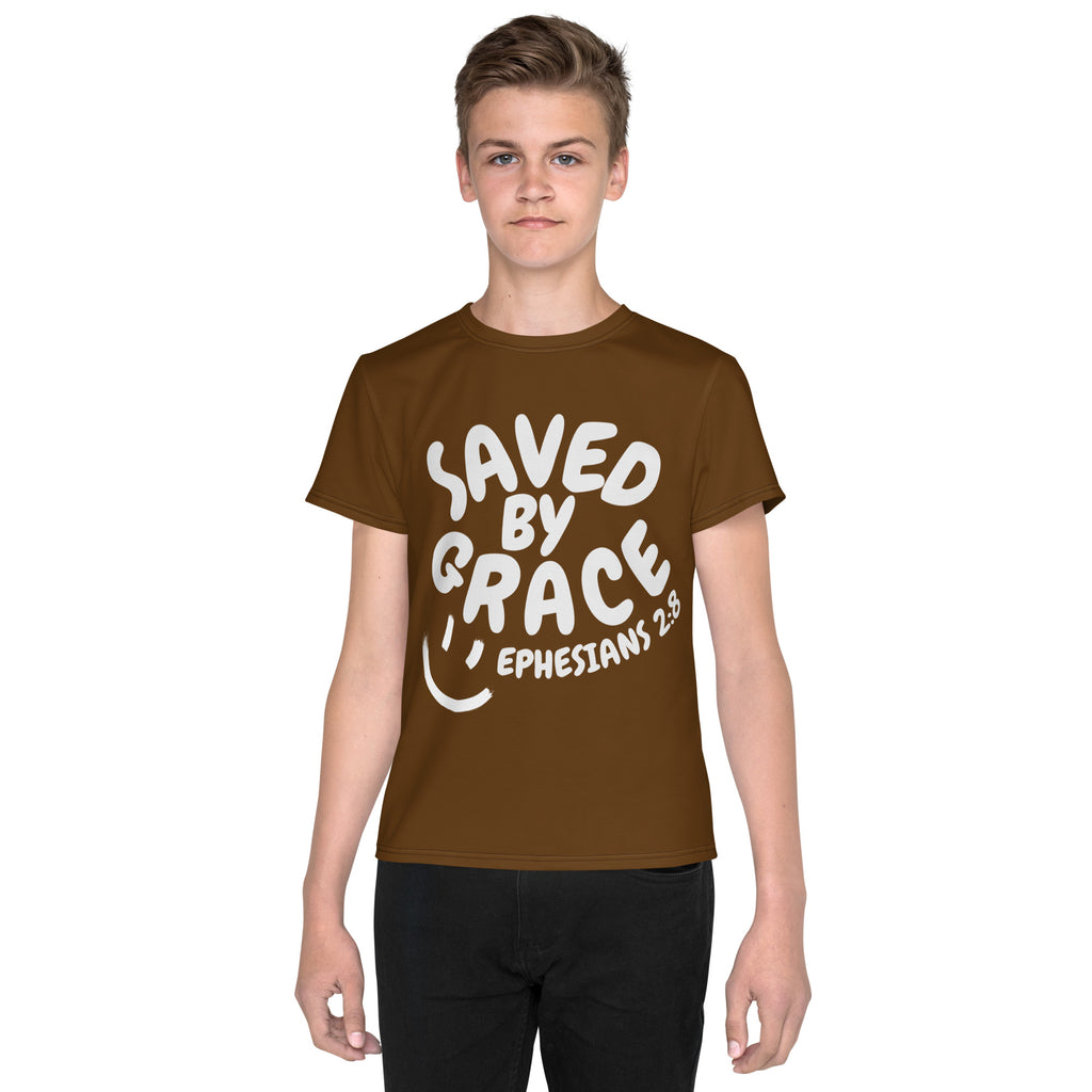 "Saved By Grace" "Chocolate" Youth Comfort T-Shirt