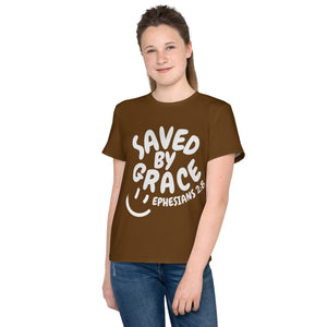 "Saved By Grace" "Chocolate" Youth Comfort T-Shirt