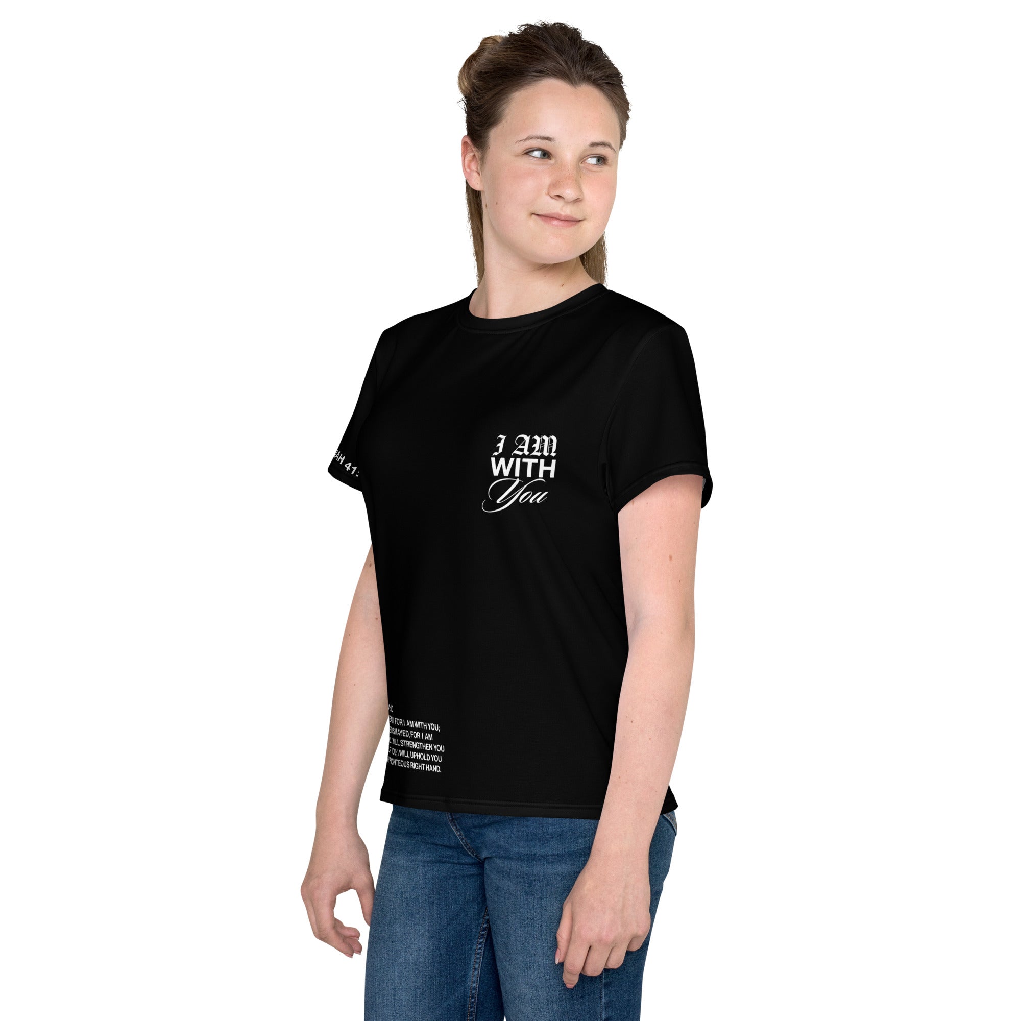 "Do Not Fear, I Am With You" ISAIAH 41:10 Unisex  Youth Black Comfort T-Shirt