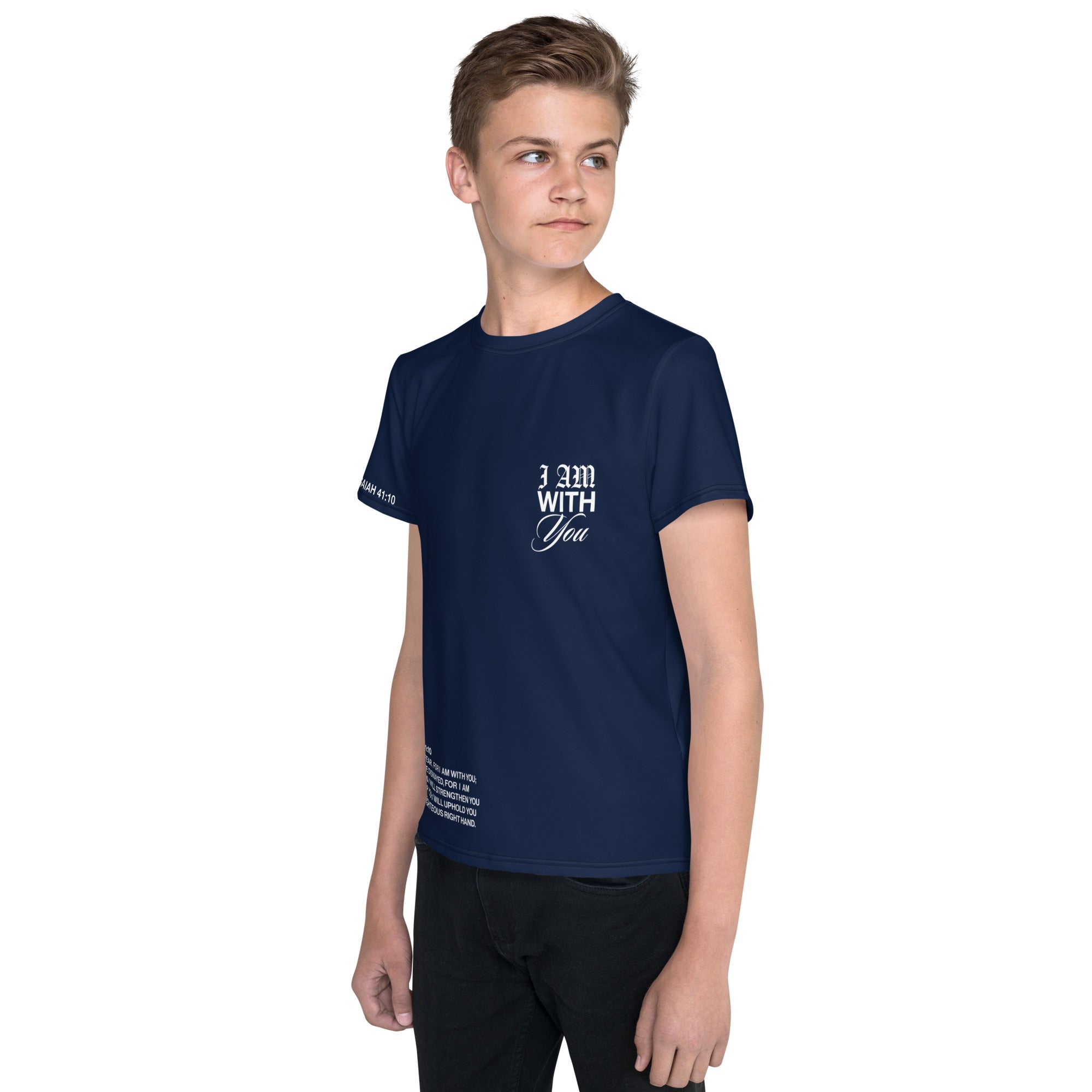 "Do Not Fear, I Am With You" ISAIAH 41:10 Unisex Youth Navy Blue Comfort T-Shirt