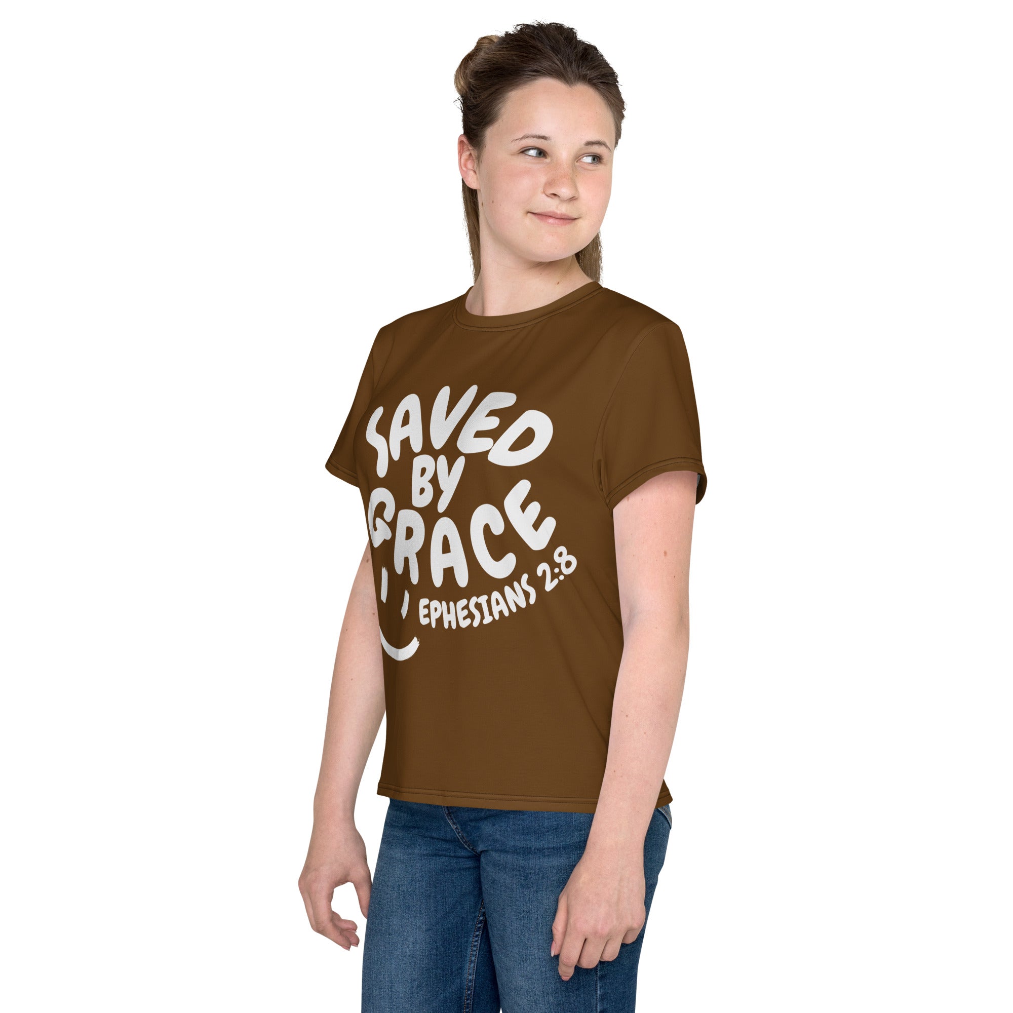 "Saved By Grace" "Chocolate" Youth Comfort T-Shirt