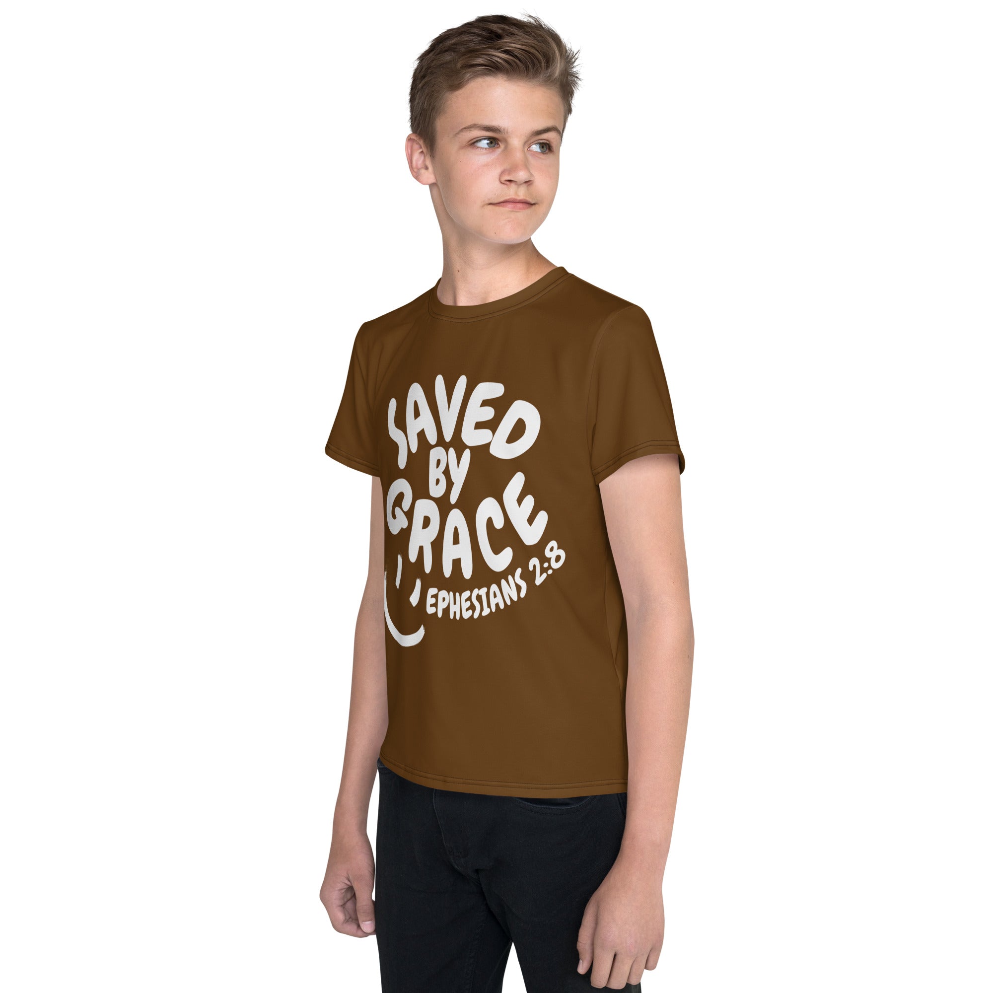 "Saved By Grace" "Chocolate" Youth Comfort T-Shirt