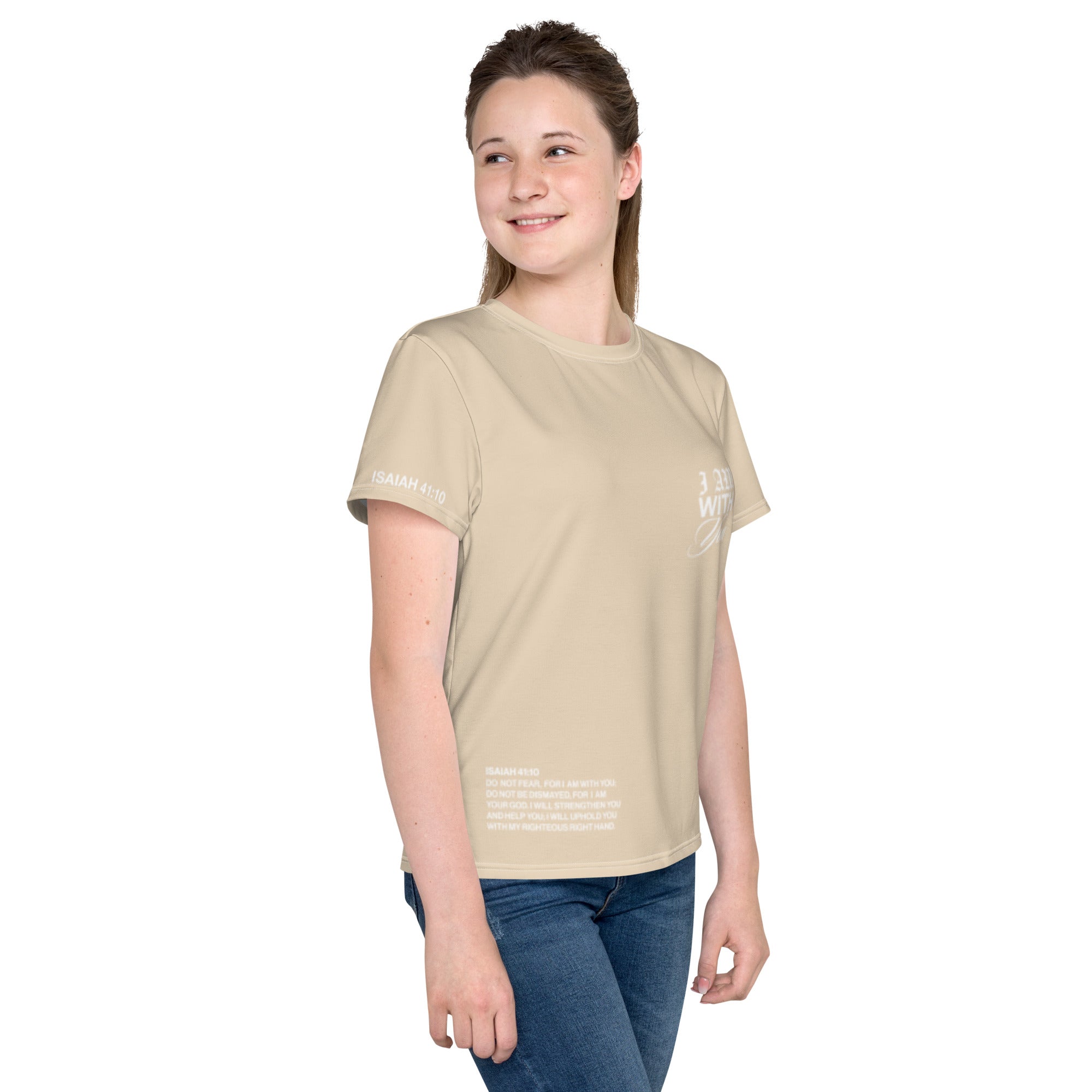 "Do Not Fear, I Am With You" ISAIAH 41:10 Unisex  Youth "Tan"Comfort T-Shirt