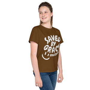 "Saved By Grace" "Chocolate" Youth Comfort T-Shirt