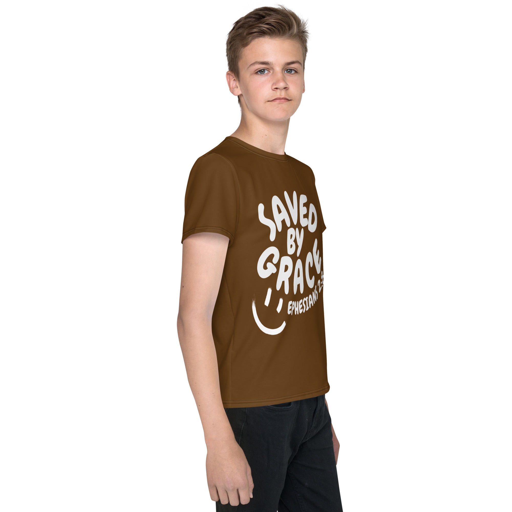 "Saved By Grace" "Chocolate" Youth Comfort T-Shirt