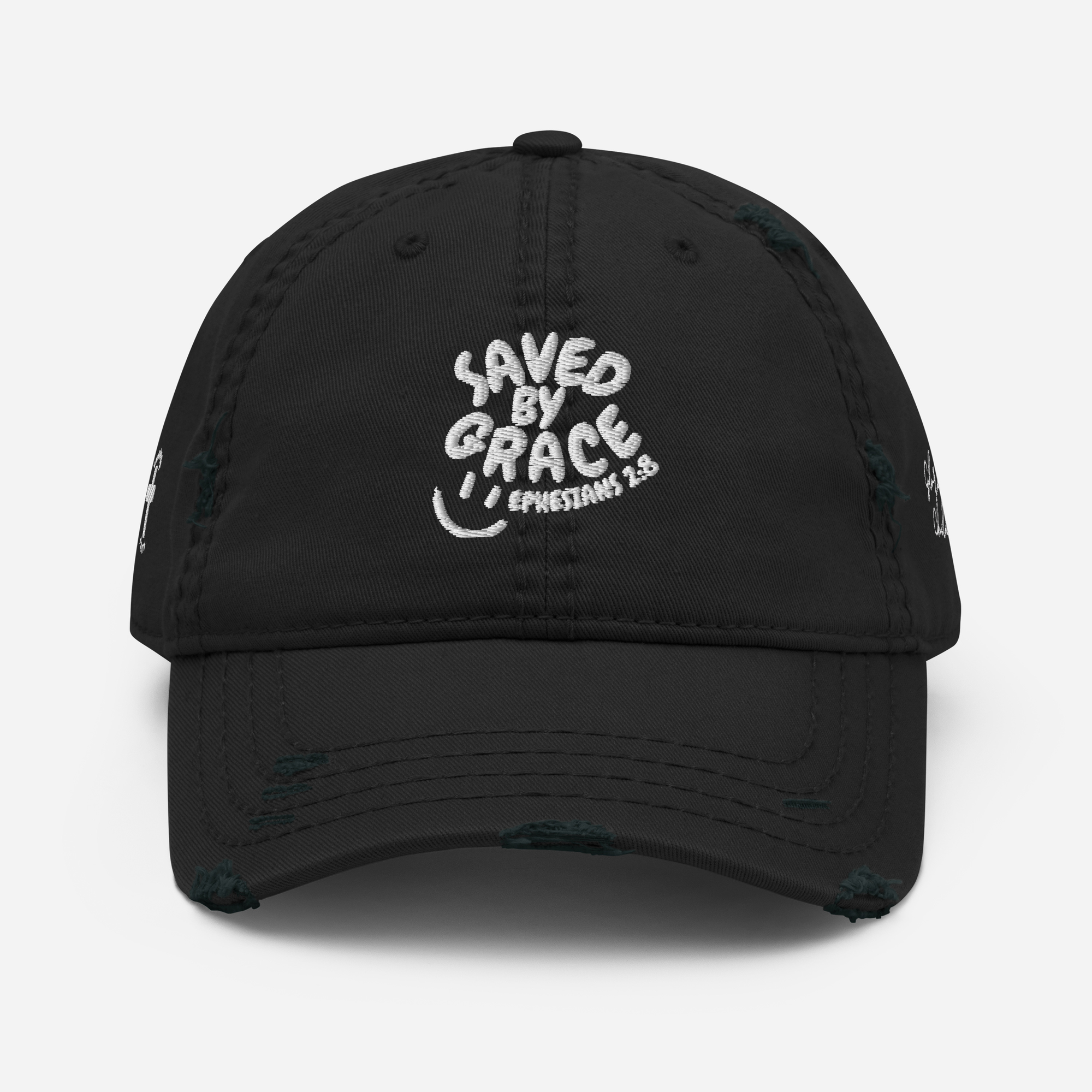 "Saved By Grace" Eph 2:8 "Distressed Dad Hat"