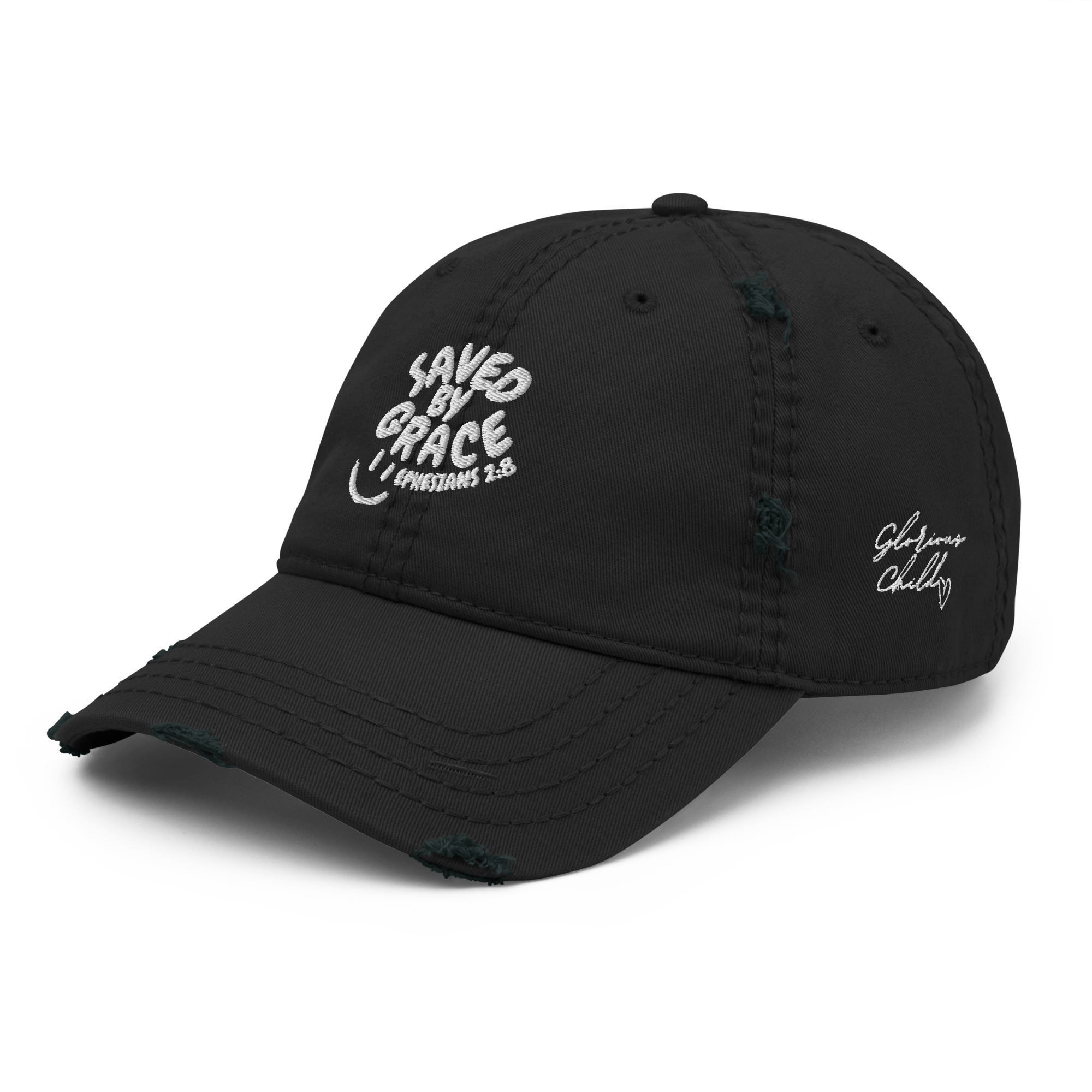 "Saved By Grace" Eph 2:8 "Distressed Dad Hat"