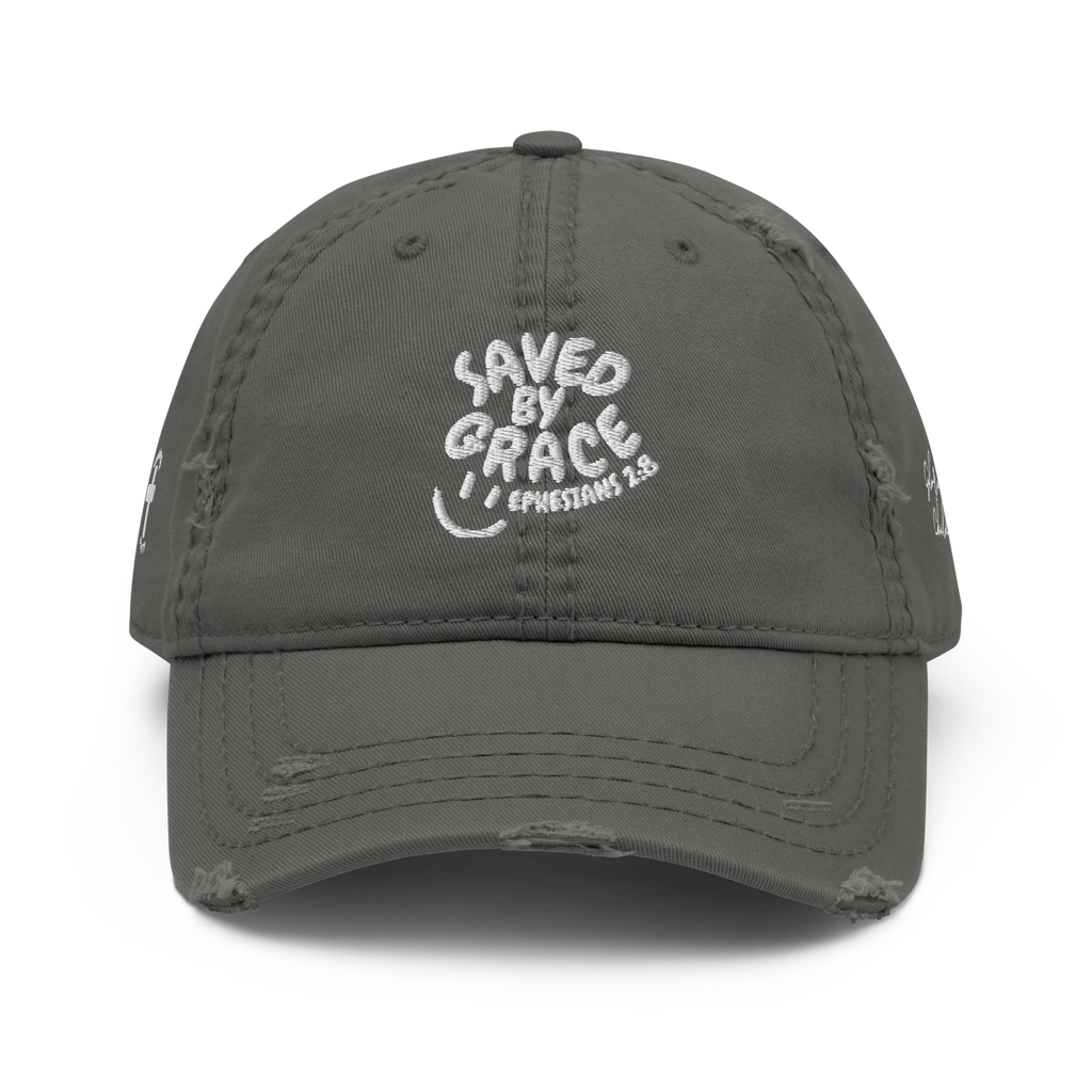 "Saved By Grace" Eph 2:8 "Distressed Dad Hat"