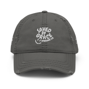 "Saved By Grace" Eph 2:8 "Distressed Dad Hat"