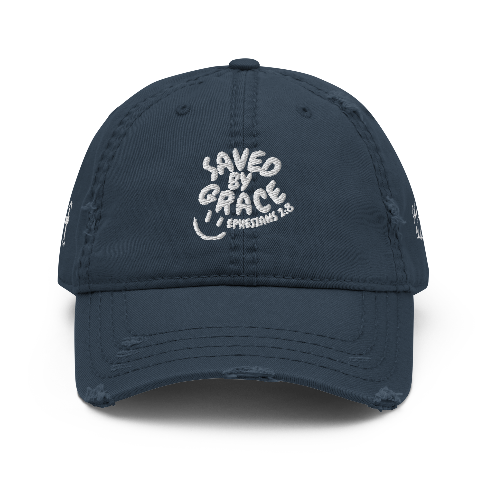 "Saved By Grace" Eph 2:8 "Distressed Dad Hat"