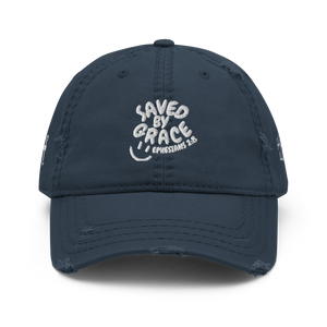 "Saved By Grace" Eph 2:8 "Distressed Dad Hat"