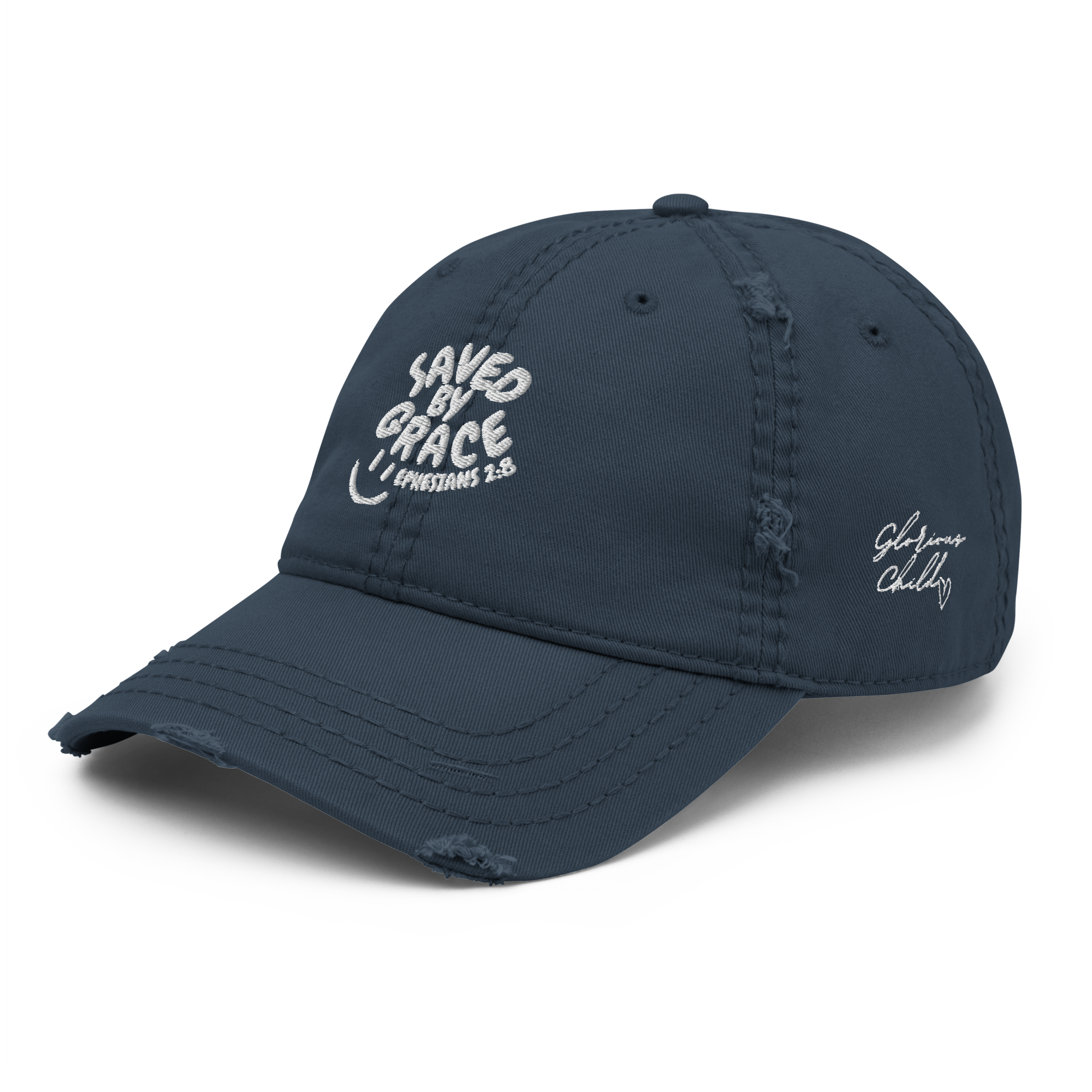 "Saved By Grace" Eph 2:8 "Distressed Dad Hat"